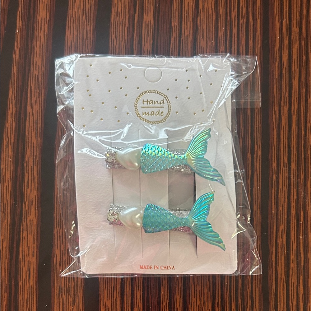 Mermaid Hair Clips with Blue and Green Scales
